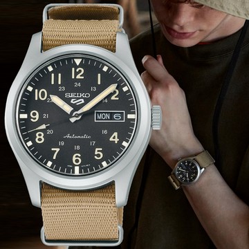 SEIKO 精工 5 SPORTS系列 Lineup 軍裝風格 機械腕錶 39.4mm (4R36-10A0U/SRPG35K1)