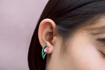 Pink Tulip Earrings, Flower Earrings.