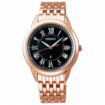 SEIKO精工 LUKIA 深邃真鑽太陽能女錶-33.9mm(V147-0CR0B/SUT398J1)