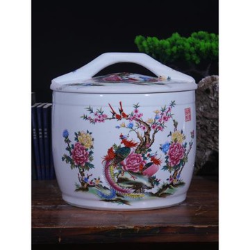 景德鎮陶瓷米缸10斤20斤30斤裝米桶家用帶蓋密封儲物罐面粉缸油缸