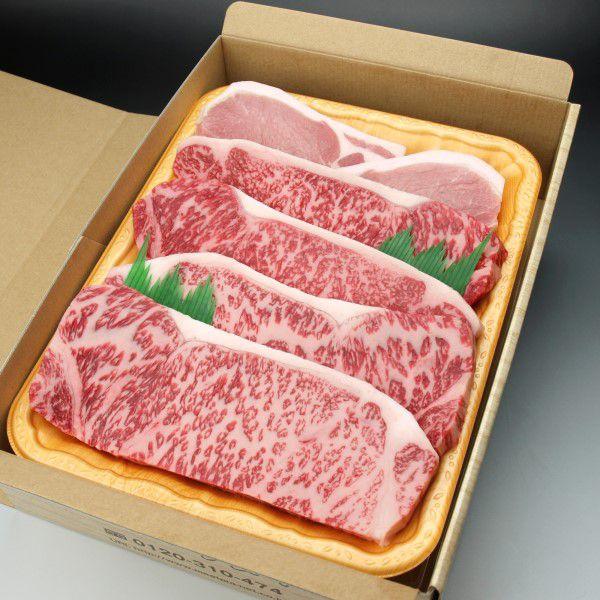 送料無料 国産 牛 牛肉 和牛 豚 豚肉 サーロイン ステーキギフト 食べ比べセット 各２枚の６枚セット お歳暮 お中元 ギフト プレゼント