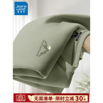 GV真維斯t恤男夏季新款綠色休閑華夫格男生半袖寬松透氣男款短袖C