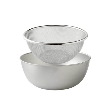 Arnest 不鏽鋼瀝水濾網+不鏽鋼調理碗 18cm