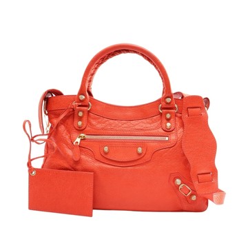 BALENCIAGA 巴黎世家 Giant Town 兩用包 橘紅色 山羊皮 285434 6505 【二手名牌BRAND OFF】