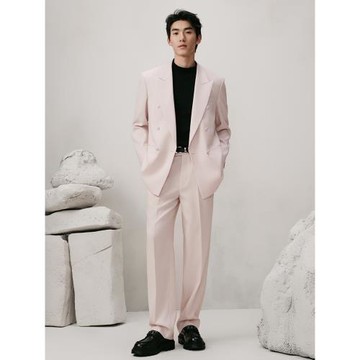 吉約蒙雙排扣重磅西服套裝男高級感商務正裝休閑抗皺結婚新郎禮服