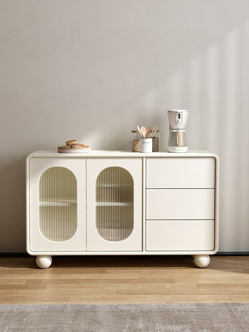 免運/公司貨 餐邊櫃 原木餐邊櫃 法式奶油風現代簡約白色儲物柜實木家用客廳茶水柜一體靠墻餐邊柜 可開發票 全館五折 工廠現貨直銷 新品特價 z10302