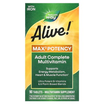 Nature's Way, Alive! Max 3 倍效複合維生素，90 片裝