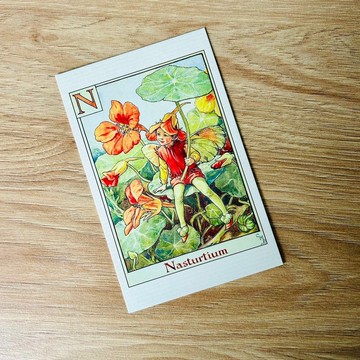 花仙子 字母系列經典明信片 - Nasturtium/ 金蓮花