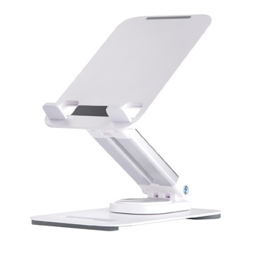 KTnet 廣鐸 桌上型360°旋轉升降式手機平板支架 ST63  4.3~13吋適用  預留充電口  摺疊收納  白色  1個