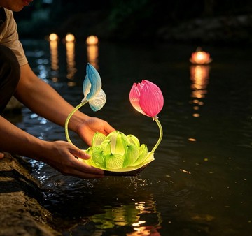 一盞河燈寄清念 蓮花小舟河燈 DIY 手作包