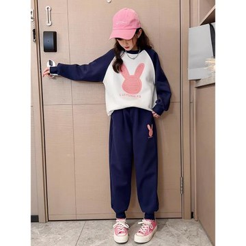 女童秋裝套裝2025新款洋氣兒童女大童春秋衛衣女孩運動衛褲兩件套