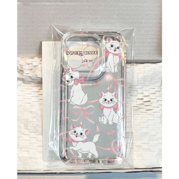 少女粉瑪麗貓適用蘋果1715promax 16太空殼手機殼13 14p軟殼卡通1116全包方形防摔