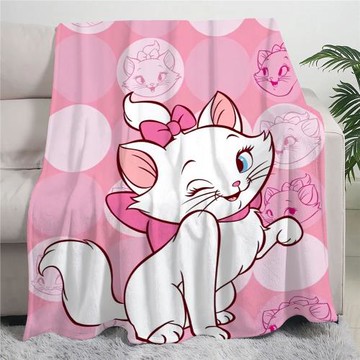 秋季法蘭絨毛毯可愛貓咪印花親膚保暖午休蓋毯空調毯工廠代發秋冬