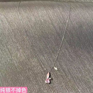 限時特賣🔥 【5510人收藏】兔來運轉 925銀項鏈毛衣百搭衛衣輕奢小衆高級設計感兔耳紅鋯石項錬