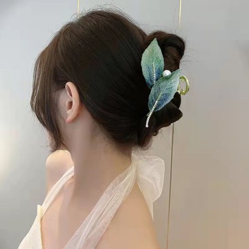 🔥品質保障🔥高顔值樹葉大髮夾複古風漢元素輕奢後腦勺頭髮抓夾新款洋氣髮卡