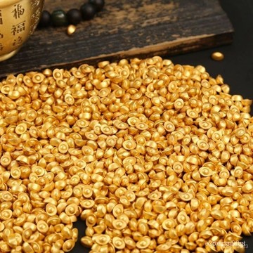 台灣24h🐑小元寶小金條 小葫蘆 小金龜招財金色DIY擺件小元寶金豆磨砂麵工藝品實心沙金元寶聚財擺件金元寶聚寶盆瓜子