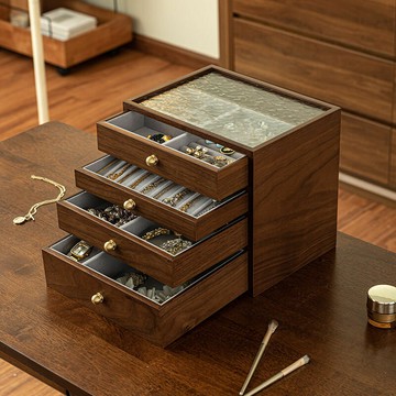 【含稅/免運】 首飾盒收納盒手飾品項鏈收納木質抽屜大容量多層收納箱子一件代發