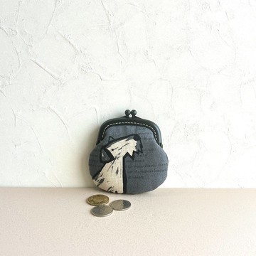 【一隻狗狗  深灰底】零錢包#小口金包#可愛#日系#收納