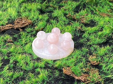 天然粉晶七星陣 粉晶球 旺愛情 旺事業 旺人緣 風水 辦公室擺件