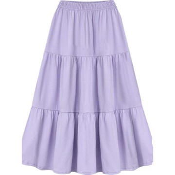 大碼女裝春夏新品小清新學生紫色松緊腰寬松休閑A字中長款半身裙