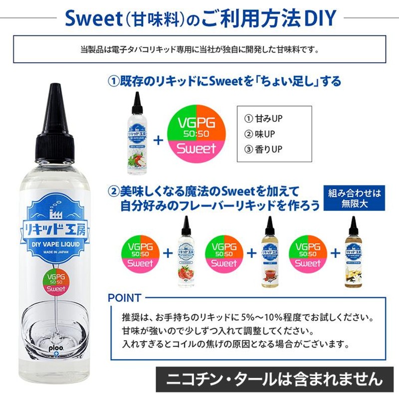 ploo+ 電子タバコ リキッド リキッド工房 グリセリン(VG) 120ml 国産 大容量シリーズ ベースリキッド DIY 自作リキッド