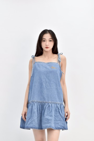 (S) new york丹寧牛仔質感細肩帶藍色洋裝