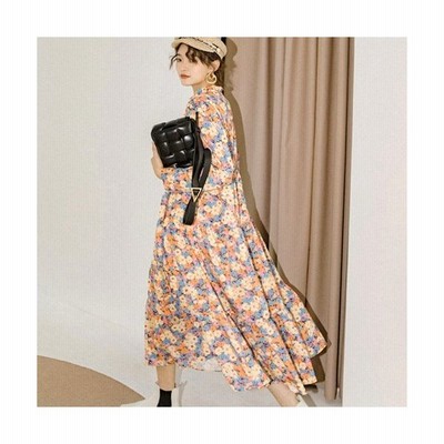 マキシワンピース レディース フリル 花柄 マキシ ロングワンピース 長袖 ママ 通販 Lineポイント最大get Lineショッピング