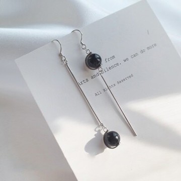 925純銀耳環圓球耳飾-長款氣質不對稱時尚女飾品73qo4【獨家進口】【米蘭精品】