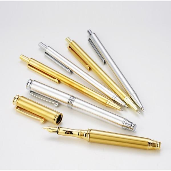 金属 万年筆 文房具 〔アルミ シルバーカラー〕 日本製 中太字 文具 オフィス用品 ステーショナリー『Metal Pen』