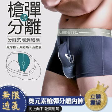 安琪拉【槍彈分離】雙艙莫代爾男內褲 向上/向下款 冰絲網眼囊袋 降溫提睪 平口四角褲 奧元素 台灣現貨