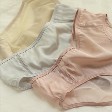 三角褲真絲低腰桑蠶絲高級感透氣簡約薄款速干純色女士內褲