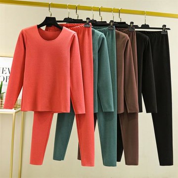 無痕德絨女內穿長袖加厚保暖套裝