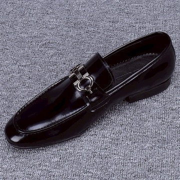 私人訂制男鞋春季2022新款馬銜扣漆皮男士皮鞋真皮瘦版韓版休閑鞋