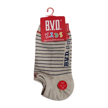 B.V.D. 兒童款簡約條紋氣墊踝襪 6雙入  17~21cm  米灰