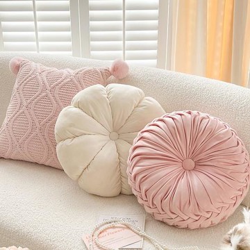 蔓越家 Peri pink 可愛ins風床頭抱枕靠墊客廳沙發靠枕抱枕套蒲團