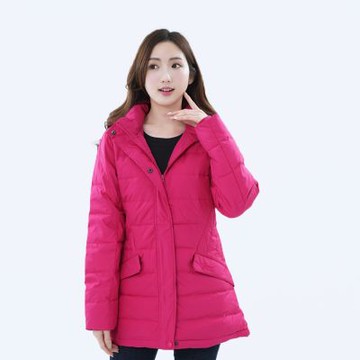 【遊遍天下】女款中長版顯瘦防風防潑禦寒羽絨外套二色