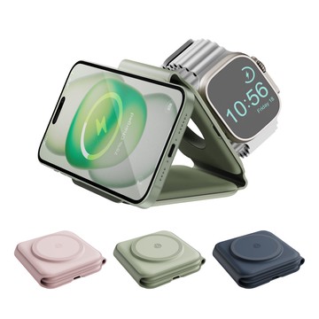 【bazic】三合一便攜式折疊磁吸無線充電座(GoMag Trio Plus)｜iPhone Watch 無線充電