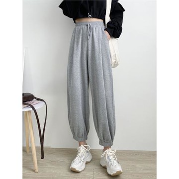 胖妹妹高腰運動燈籠褲女春季2025新款大碼九分休閑衛褲顯瘦哈倫褲