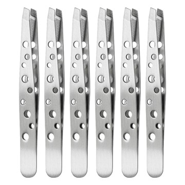 小麥購物 加長柄斜口眉夾 L370  6支  銀色