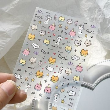 🎀台灣出貨🎀 韓系美甲貼紙 ins風美甲塗鴉潦草喵喵可愛卡通幼稚貓星人DIY指甲貼紙手帳裝飾品