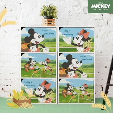 收納王妃 - 迪士尼 Disney 米奇米妮三層櫃(農田生活) 三層三門櫃雙層櫃 收納櫃 木櫃