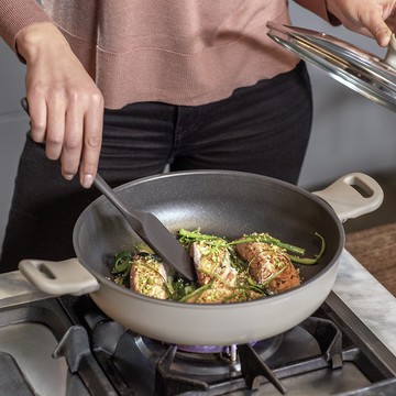 【Sambonet】義大利製 Silver Force雙耳矮鍋附蓋-28cm