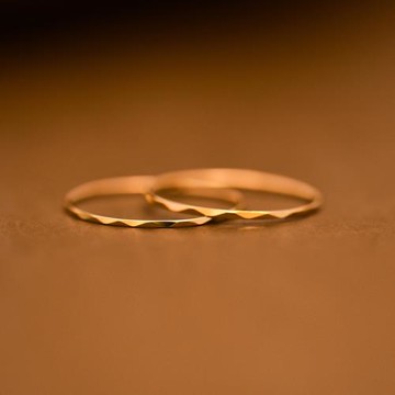 日韓國簡約14K黃金戒指女日韓極細 超細車花 尾戒 戒指指環女禮物