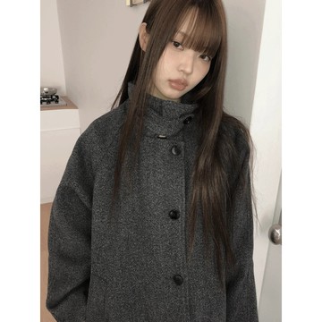 Codibook｜韓國 wonderwonder 高領寬鬆羊毛混紡中長版大衣［預購］大衣 女裝