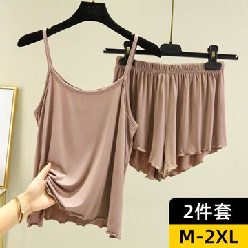 2024新款套裝女吊帶短褲兩件套夏季莫代爾睡衣打底內搭寬松家居服