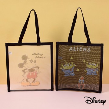 【R.FUN SHOP】迪士尼網紗手提肩背包 米奇 三眼怪 史迪奇 維尼 透明 肩背包 購物袋 萬用包 CA929