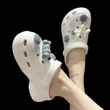 洞洞鞋涼鞋女夏季ins潮防滑可愛暴力熊厚底高跟包頭外穿半涼拖鞋