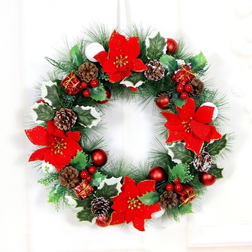 圣誕節酒店中秋裝飾品大花環門環店鋪櫥窗擺件墻掛飾藤圈紅金銀色