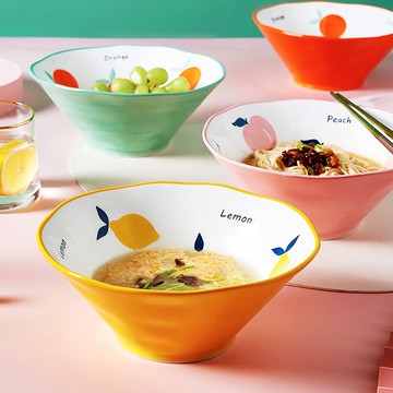 斗笠碗家用日式大號8寸喇叭湯面碗簡約創意可愛韓單個大敞口卡通