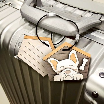 看家犬-瞌睡白法鬥木製行李牌/繪馬許願吊飾/標籤牌(可加購刻字)